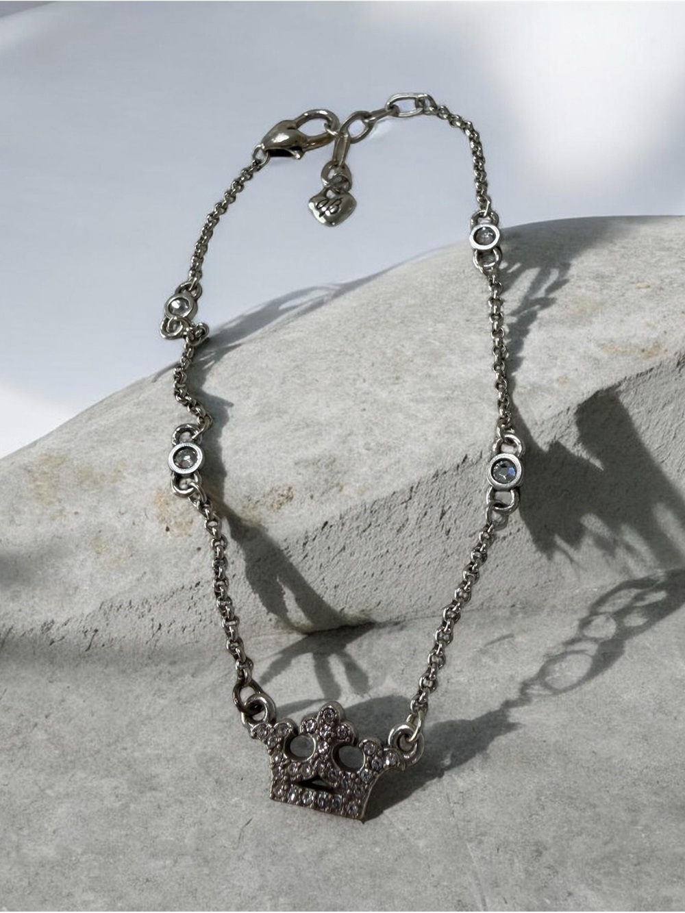 Brighton Retired Silver Plated Crown Tiara Crystal Bracelet or Anklet 10"